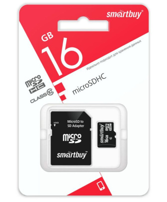 SMARTBUY (SB16GBSDCL10-01LE) MicroSDHC 16GB Class10 LE + адаптер