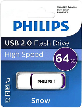 PHILIPS 64Gb SNOW2.0 Белый/Фиолетовый (FM64FD70B/97)