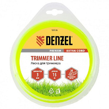 DENZEL Леска для триммера двухкомпонентная квадрат 3,0мм 15 м EXTRA CORD 96126