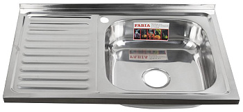 FABIA 62274R Мойка 80х50 наклад правая 0.6 мм + большой сифон с переливом