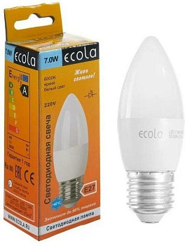 ECOLA N7QV70ELC candle LED Premium 7W/E27/4000K 360° filament нейтральный белый