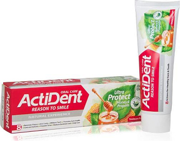 ACTIVE ACTIDENT Зубная паста Мёд и Прополис Ultra Protect, без парабенов, 100 г (512901004)