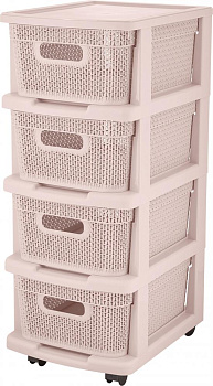 KEEPLEX KL379622005 Ajur с корзинами на колесиках четырехсекционный компакт 37х30х69см бежевый топаз