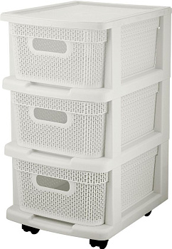 KEEPLEX KL379522048 Ajur с корзинами на колесиках трехсекционный компакт 37х30х52см белое облако