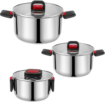 POMIDORO POMI D'ORO P640567 Набор кастрюль 16см, 20см, 24см с крышками