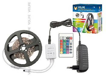VOLPE (10774) ULS-Q221 5050-60LED/m-IP20-3M-RGB RRP36C24 Комплект светодиодной ленты с адаптером и кон