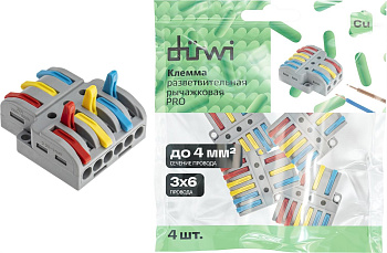 DUWI (26662 8) Клемма разветвительная рычажковая, CMK-536 PRO, 3х6, 0