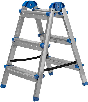 СИБРТЕХ Стремянка двухсторонняя 3 ступени, сталь профиль, стальные ступени, Россия