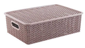 VIOLET Корзинка "Вязь" 7,5л 350х 245х105мм с крышкой (розовый нюд) 532111