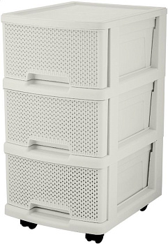 KEEPLEX KL379322048 Ajur с ящиками на колесиках трехсекционный компакт 37х30х52см белое облако