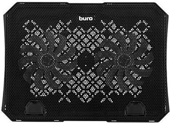 BURO Подставка для ноутбука BU-LCP150-B212, 15", 335х265х22 мм, 1хUSB, вентиляторы 2 х 140 мм, 480г, черный