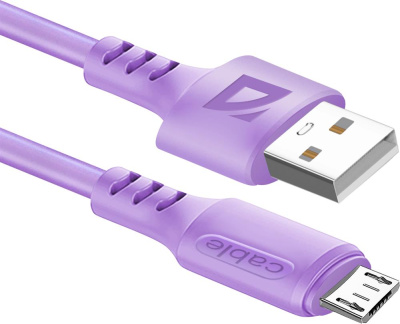 DEFENDER (87108VIO) USB кабель F207 Micro 1м,2.4А,силикон