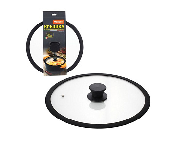 MALLONY Крышка стеклянная с силиконовым ободком CAPPELLO, 24 см диа, сил ручка (003544)