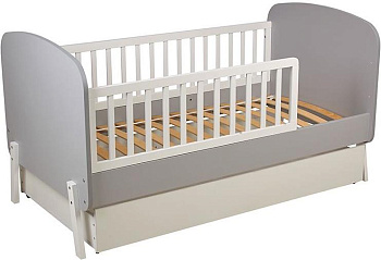 POLINI Кровать детская Polini kids Mirum 2010 c ящиком, серый-белый / белый (1 кор)