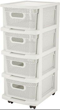 KEEPLEX KL379622048 Ajur с корзинами на колесиках четырехсекционный компакт 37х30х69см белое облако