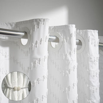 САНАКС 05-21 тканевая, с разъёмными люверсами, орнамент горизонтальные волны, 180х180 см, цвет БЕЛЫЙ