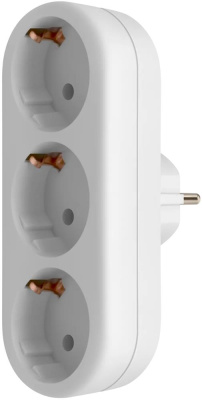 DEFENDER (99109) TG-01 3 розетки, заземление, белый