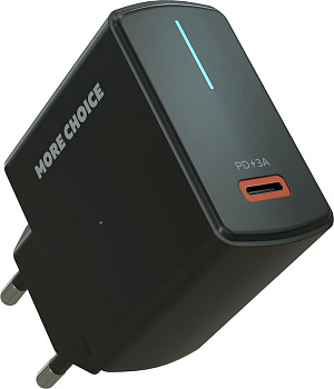 MORE CHOICE (4610196409912) NC60a Black - СЗУ 1USB-C 3.0A PD 20W быстрая зарядка для Type-C