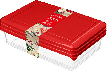 HOMVER Комплект контейнеров для продуктов "Asti" прямоугольных 0,75л х 3 шт. (красный) 223137706/03