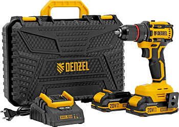DENZEL Дрель-шуруповерт аккумуляторная бесщет. CDH-BL-20, Li-Ion, 20 В//