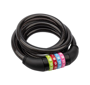 ЧЕТЫРЕ СЕЗОНА (79-0216) ТРОСОВЫЙ КОДОВЫЙ ЗАМОК 150 СМ, ЧЕРНЫЙ