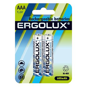 ERGOLUX (12977) AAA-600MAH NI-MH BL-2 (NHAAA600BL2, аккумулятор,1.2В)