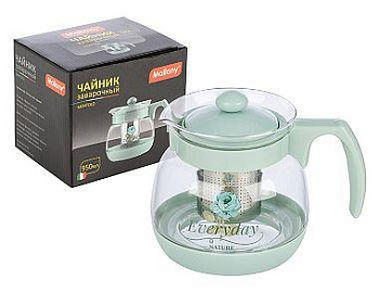 MALLONY Чайник заварочный MENTOLO, 950 мл из жаропрочного стекла с фильтром нерж стали