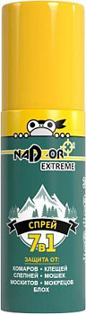 NADZOR Спрей "Extreme 7в1" (от комаров, клещей, мошки, мокрецов, слепней, москитов, блох), 90 мл, EXTR132