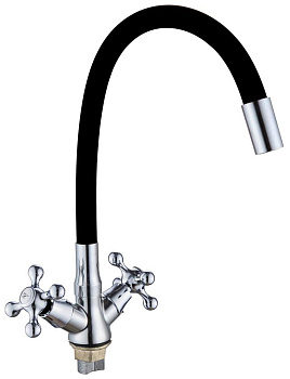 GOTA ROCIO G095532-GOTA Barcelona Смеситель д/кухни с 2-мя рукоятками с высоким силиконовым изливом, креп. гайка