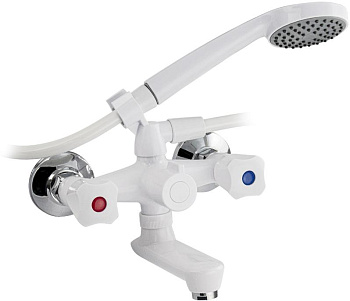 BRIMIX 4401 Смеситель в ванную короткий излив, металлокерамика, с шаровым переключением, из высокопрочного пластика АБС - БЕЛЫЙ