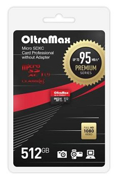 OLTRAMAX 512GB microSDXC Class 10 UHS-1 Premium (U3) [OM512GCSDXC10UHS-1-PrU3 w]