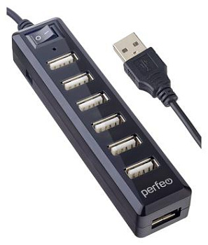 PERFEO (PF_C3225) USB-HUB 7 Port, (PF-H034 Black) чёрный